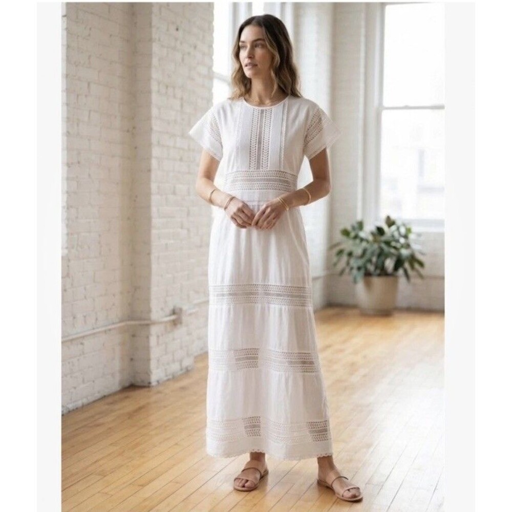 Banana Republic Auriene Lace Maxi Dress Medium White Women's Boho Romantic
